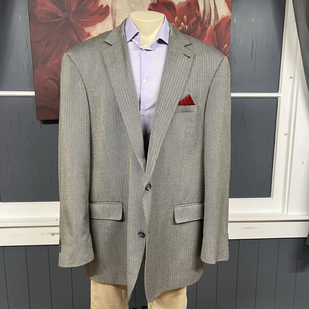 OAK HILL Big & Tall Blazer Sport Coat‎ Mens 2XLT (50/52L) Long Polyester Gray